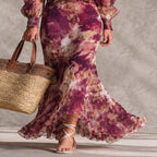 Pink Chiffon Off-the-Shoulder Maxi Dress