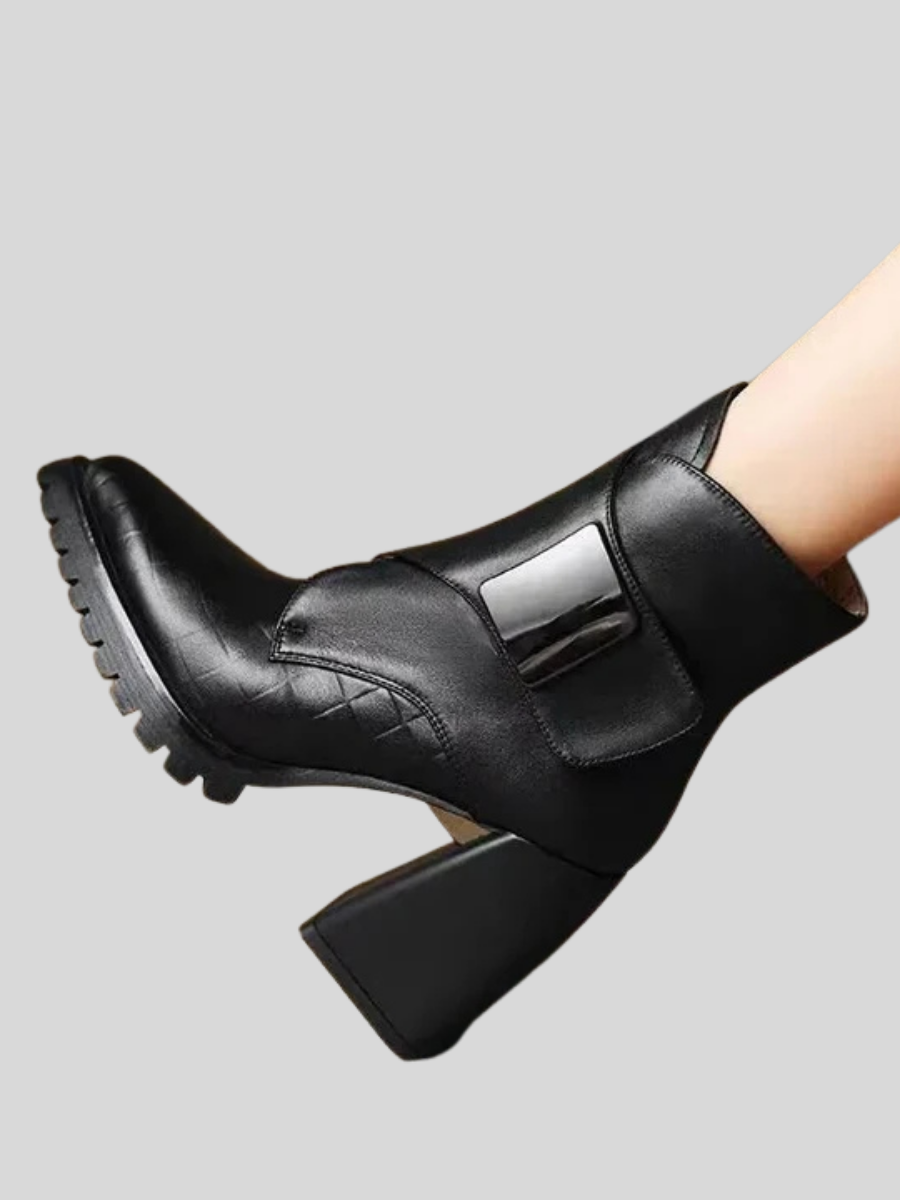 Abigail™ | Botines de tacón cuadrado y tira