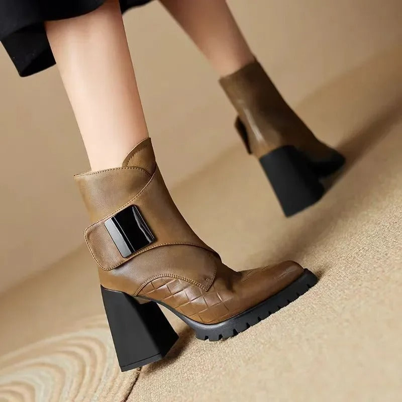 Abigail™ | Square-Heeled Ankle Boots with Strap