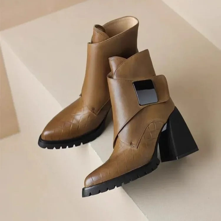 Abigail™ | Square-Heeled Ankle Boots with Strap