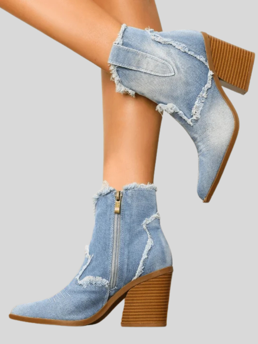 Amelia™ | Botines de tacón cuadrado con cremallera lateral