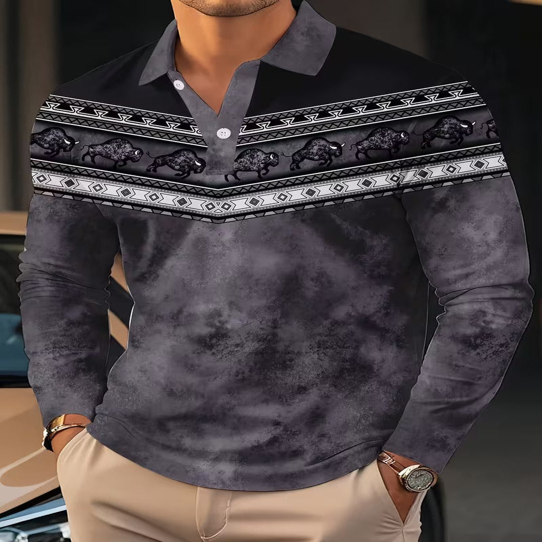 Polo Informal Vintage Con Estampado 3D En Color