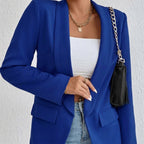 Penelope | Elegant Casual Mid-Length Blazer with Lapels and Open Front for Women