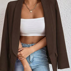 Penelope | Elegant Casual Mid-Length Blazer with Lapels and Open Front for Women