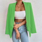 Penelope | Elegant Casual Mid-Length Blazer with Lapels and Open Front for Women