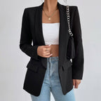 Penelope | Elegant Casual Mid-Length Blazer with Lapels and Open Front for Women
