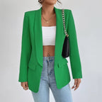 Penelope | Elegant Casual Mid-Length Blazer with Lapels and Open Front for Women