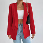 Penelope | Elegant Casual Mid-Length Blazer with Lapels and Open Front for Women