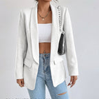 Penelope | Elegant Casual Mid-Length Blazer with Lapels and Open Front for Women