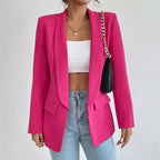 Penelope | Elegant Casual Mid-Length Blazer with Lapels and Open Front for Women