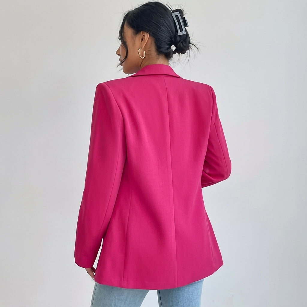 Penelope | Blazer Casual Elegante de Largo Medio con Solapas y Frente Abierto para Mujer