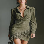 V-neck wrap mini dress