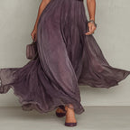 Purple Chiffon Maxi Dress with Plunge Neckline