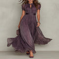 Purple Chiffon Maxi Dress with Plunge Neckline