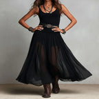 Black Tulle Maxi Skirt and Top Set