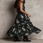 Bohemian Black Floral Print Maxi Dress