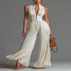 Sleeveless Chiffon Wide-Leg White Dress