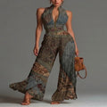Bohemian Chiffon Dress with Ethnic Print