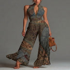 Bohemian Chiffon Dress with Ethnic Print