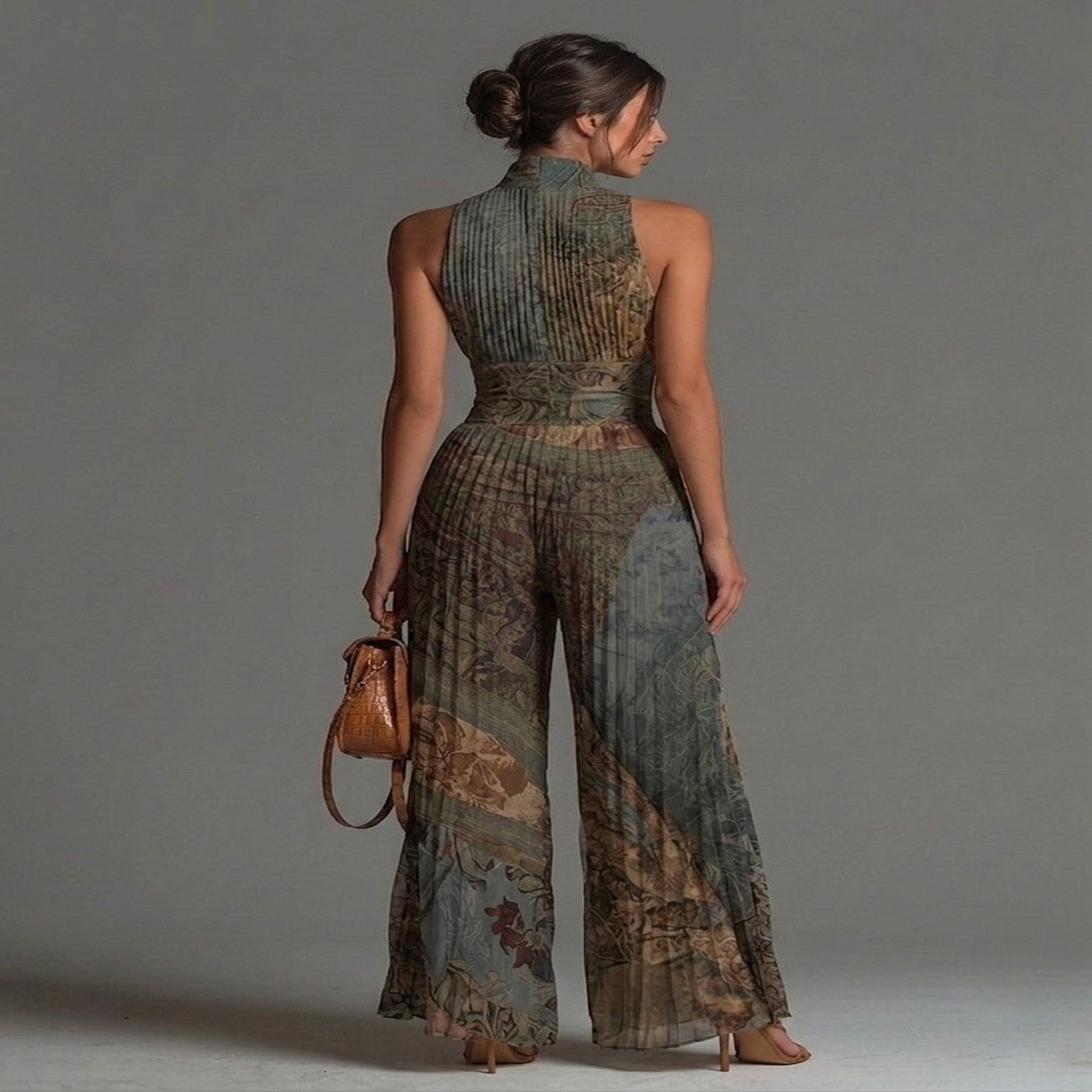 Bohemian Chiffon Dress with Ethnic Print