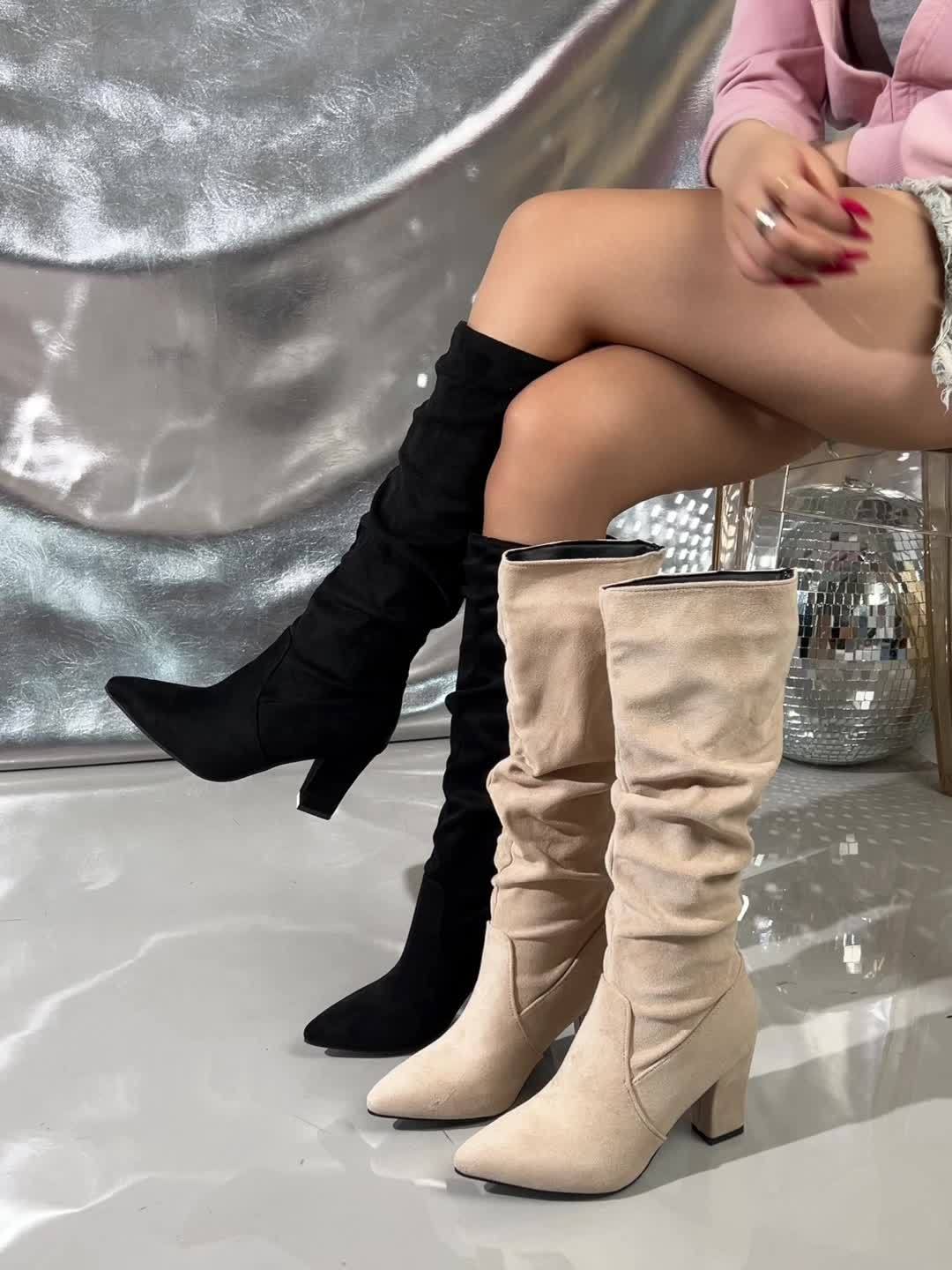 Adele | Botas de tacón y caña arrugada con punta