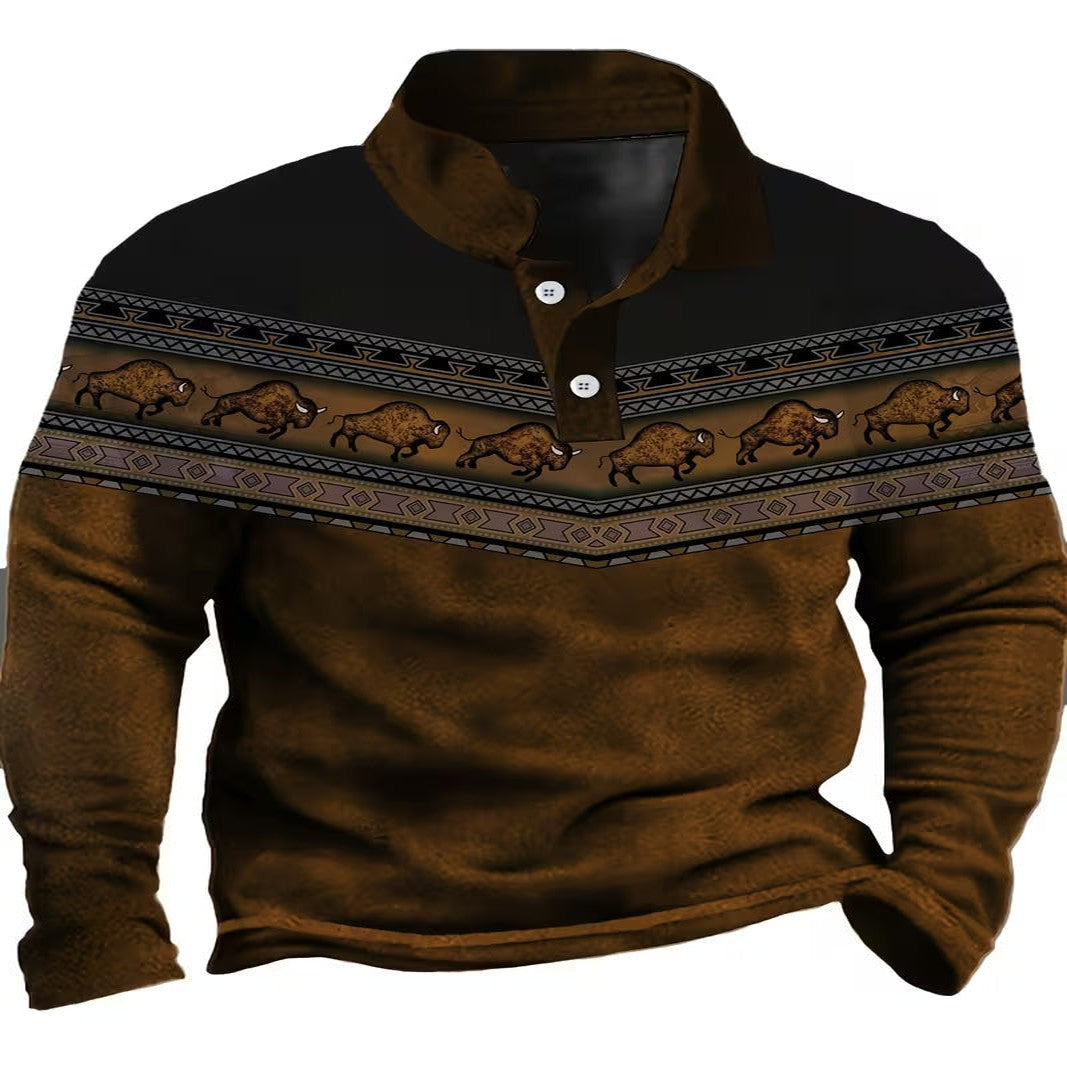 Polo Informal Vintage Con Estampado 3D En Color