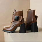 Abigail™ | Square-Heeled Ankle Boots with Strap