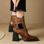 Abigail™ | Square-Heeled Ankle Boots with Strap