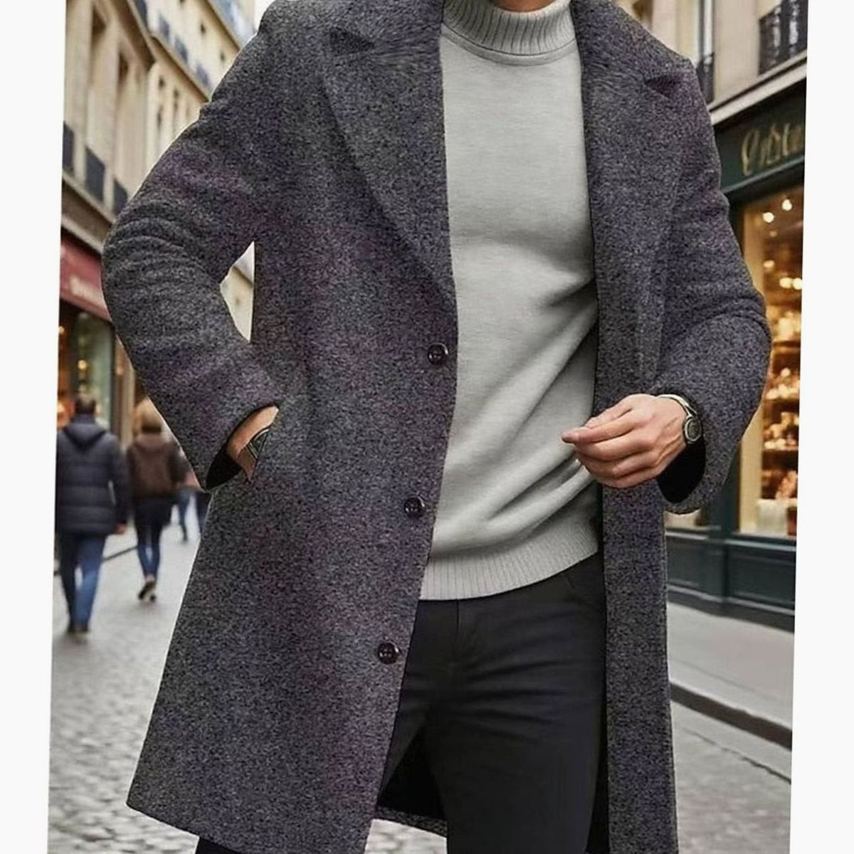 Alexander | Men's Classic Single-Breasted Long Wool Trench Coat