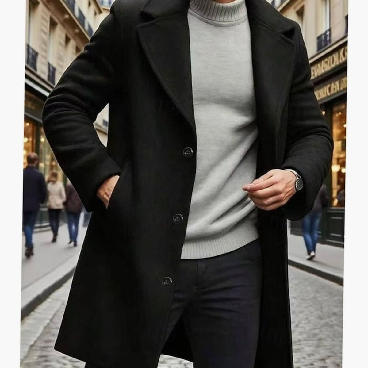 Alexander | Men's Classic Single-Breasted Long Wool Trench Coat