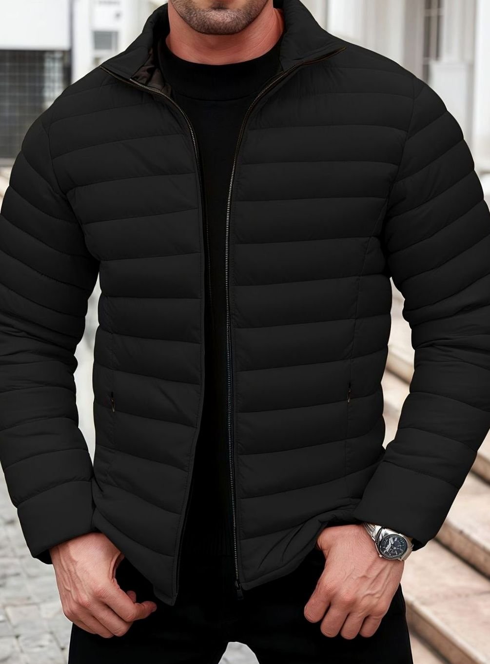 Elijah | Men's lightweight quilted zip-up jacket