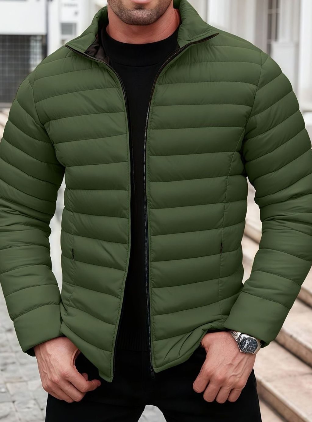 Elijah | Men's lightweight quilted zip-up jacket