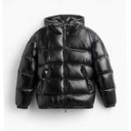Caleb | Men's hooded quilted jacket with a shiny finish