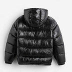 Caleb | Men's hooded quilted jacket with a shiny finish