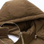 Ryan | Men's two-tone padded hooded jacket with corduroy details