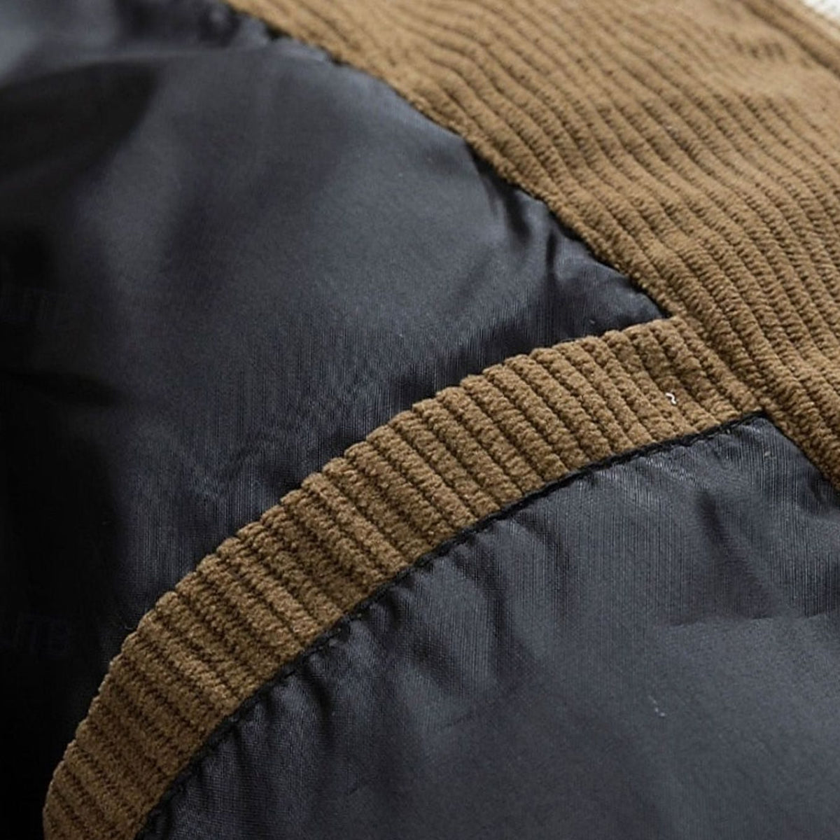 Ryan | Chaqueta acolchada bicolor de hombre con capucha y detalles de pana