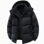 Ryan | Men's two-tone padded hooded jacket with corduroy details