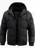 Alexander | Chaqueta de invierno acolchada de hombre con capucha, puños de canalé y cremallera
