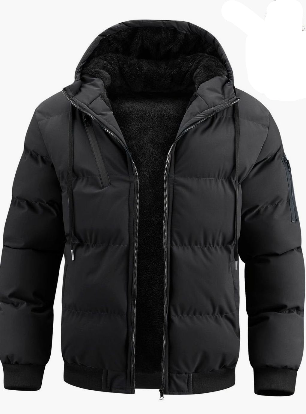 Alexander | Men's quilted winter jacket with hood, ribbed cuffs, and zipper