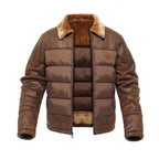 Caleb | Men's quilted winter coat with faux fur and sherpa collar