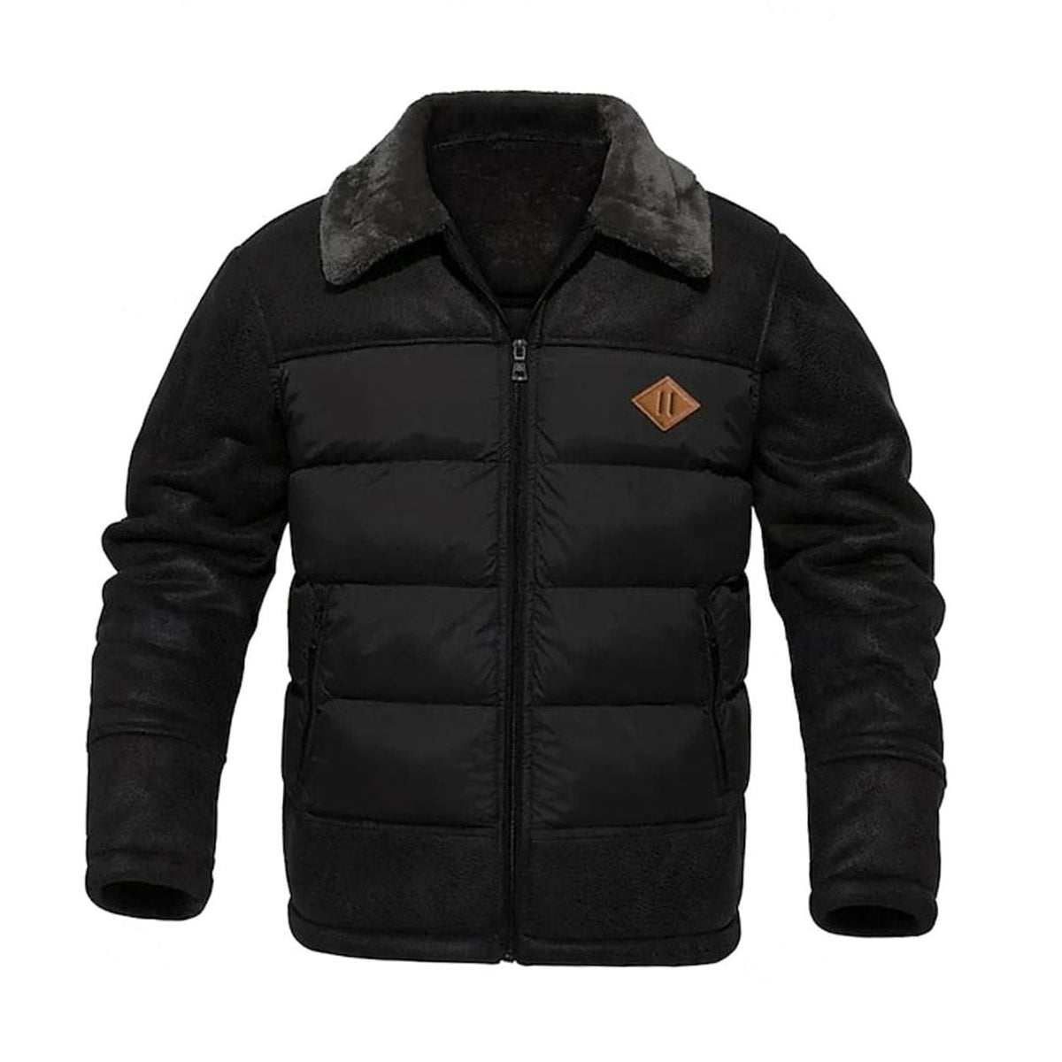 Caleb | Men's quilted winter coat with faux fur and sherpa collar