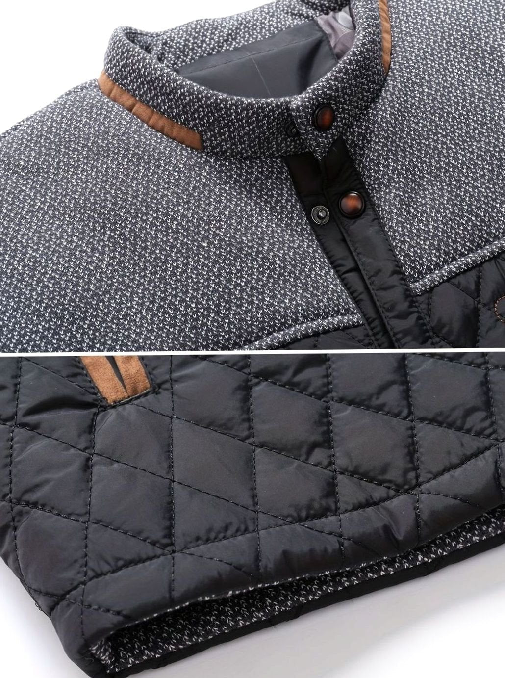 Elijah | Men's insulated quilted jacket with high collar and snap buttons