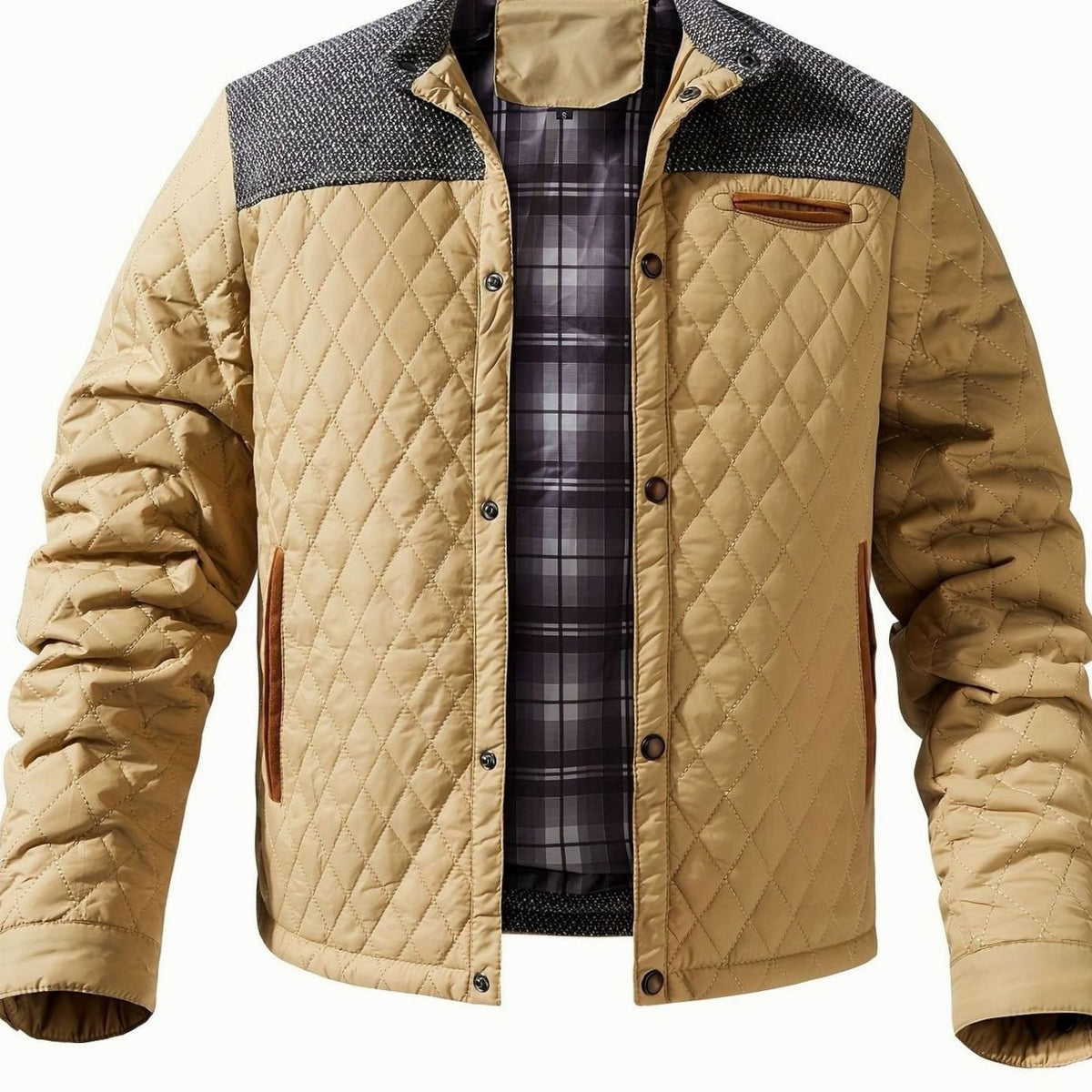 Elijah | Chaqueta acolchada aislante de hombre con cuello alto y botones de presión
