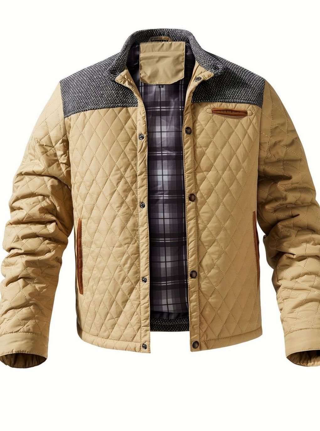 Elijah | Men's insulated quilted jacket with high collar and snap buttons