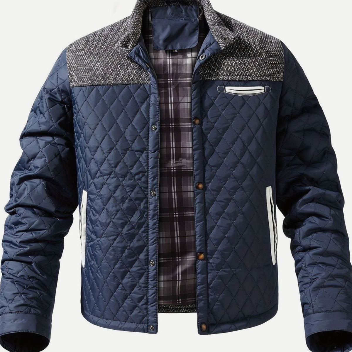 Elijah | Chaqueta acolchada aislante de hombre con cuello alto y botones de presión
