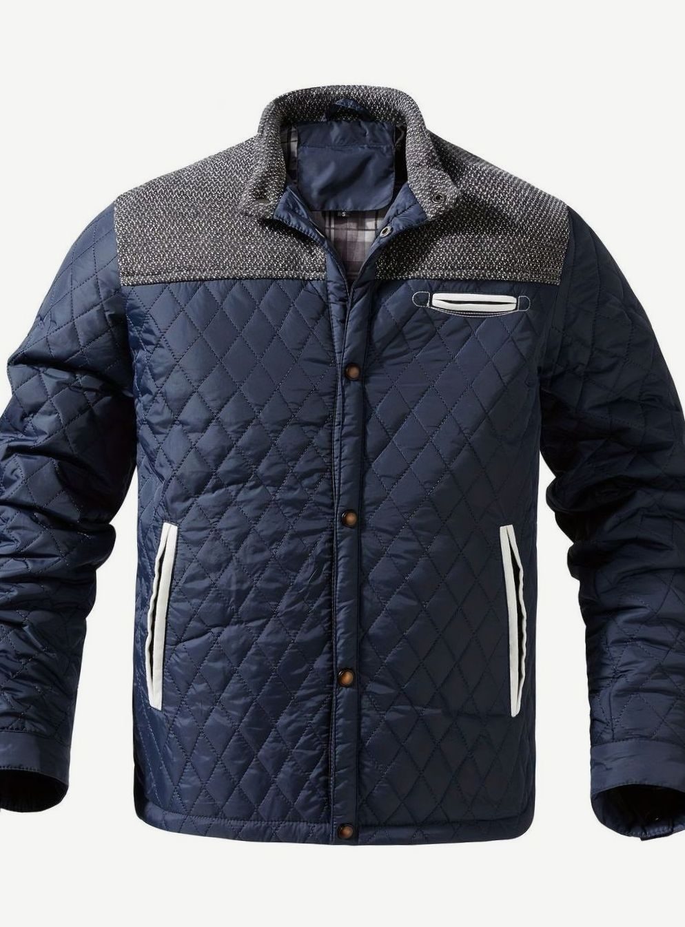Elijah | Men's insulated quilted jacket with high collar and snap buttons
