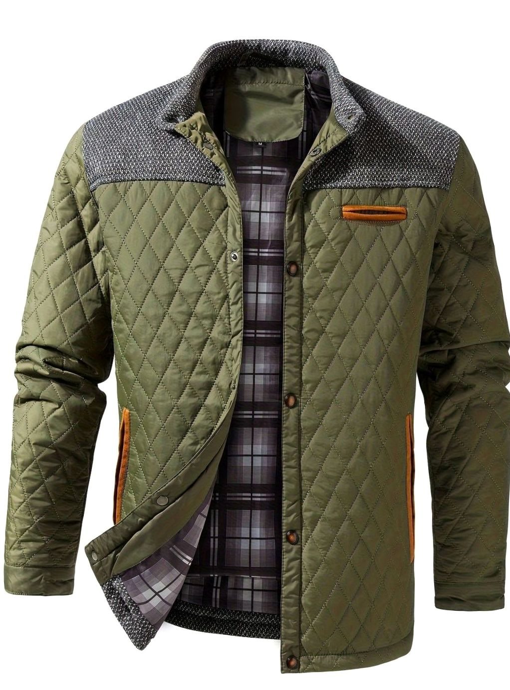 Elijah | Chaqueta acolchada aislante de hombre con cuello alto y botones de presión
