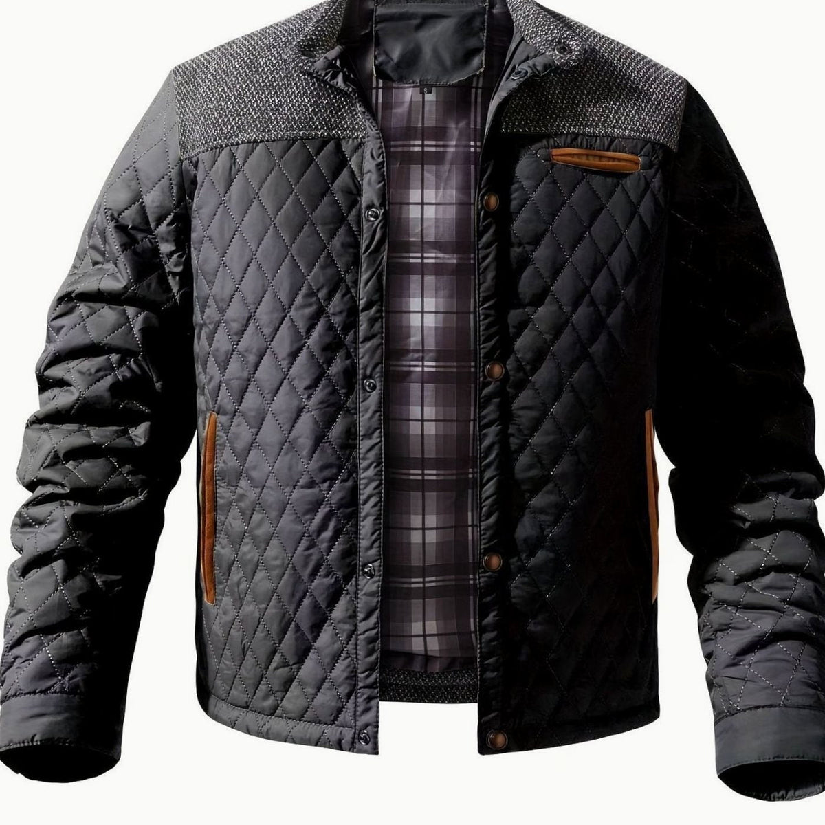 Elijah | Chaqueta acolchada aislante de hombre con cuello alto y botones de presión