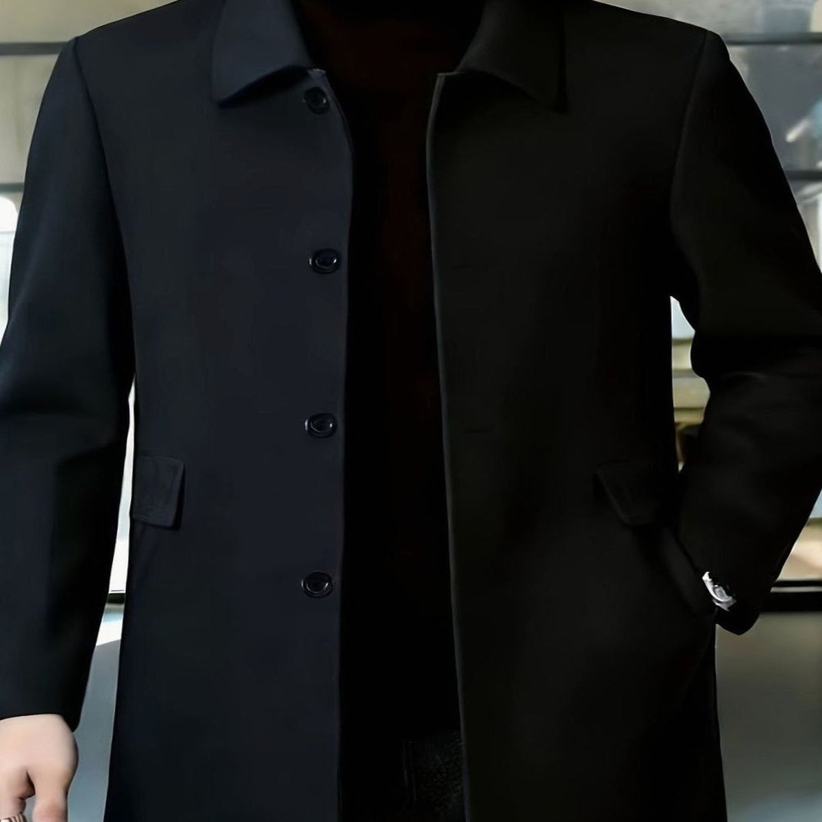 Samuel | Gabardina de Lana con Botonadura Simple y Corte Holgado para Hombre