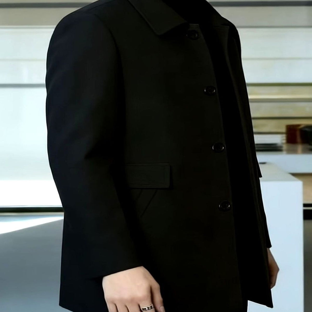 Samuel | Gabardina de Lana con Botonadura Simple y Corte Holgado para Hombre